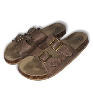 Wonder Nation Kids Size 5.5 Brown Double Buckle Slide Sandals